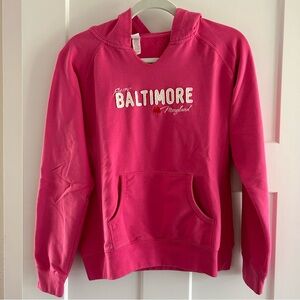 RS Perrin Baltimore Pink Hooded Sweatshirt Hoodie with Pocket Size Medium‎